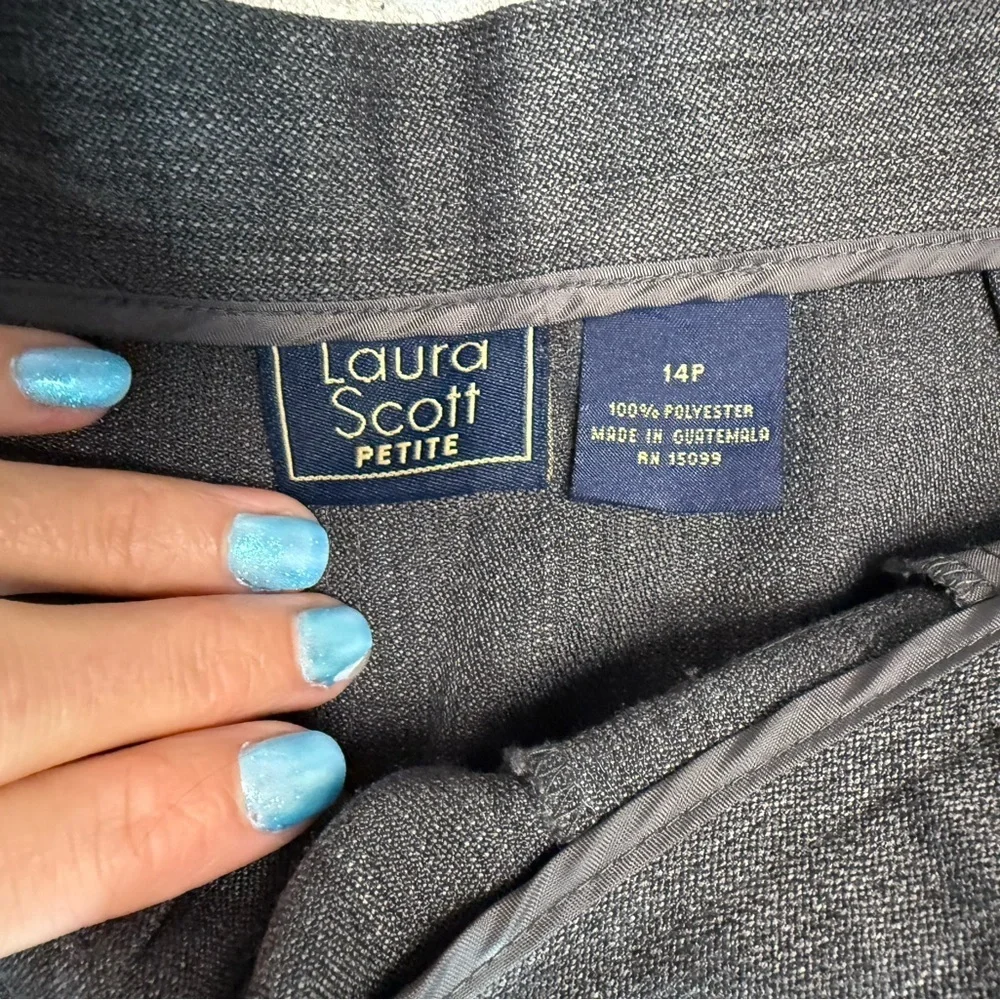 Laura Scott Petites Women's Gray Side Zip Pants Size 14P